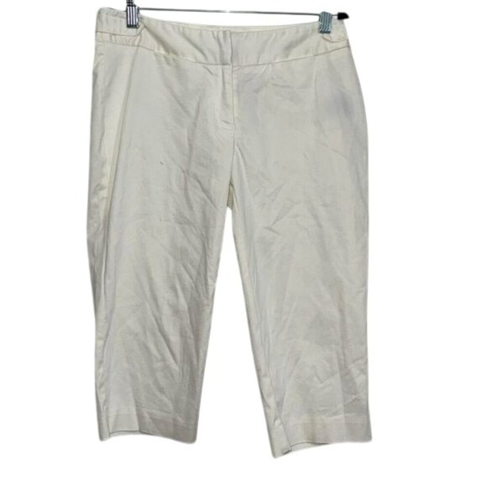 Worthington Womens Petite Modern Fit White Capri Pants 4P Cotton Blend